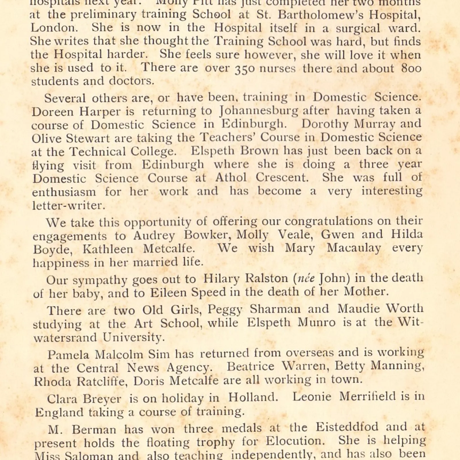 Old girls news in the 1935 school magazine