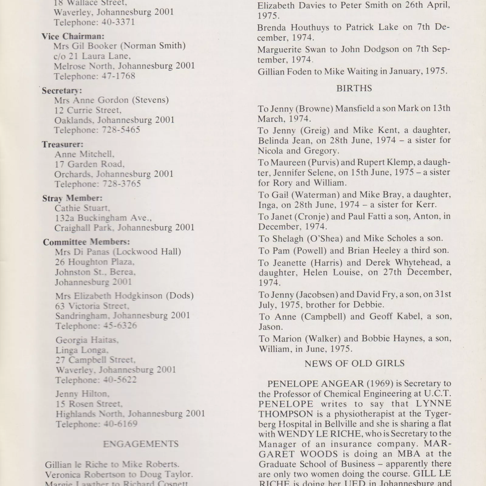 Taken from the 1975 school magazine