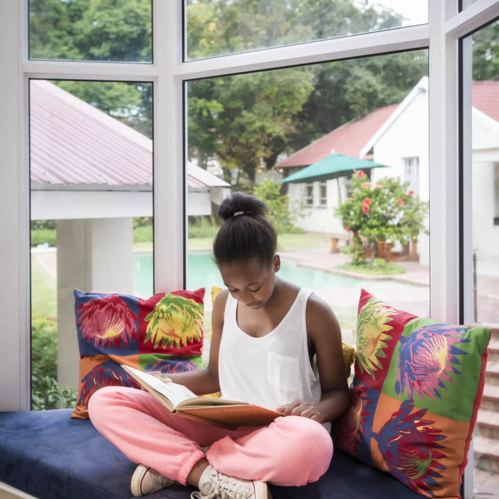 Woodwinds on the left and mitchell house on the right