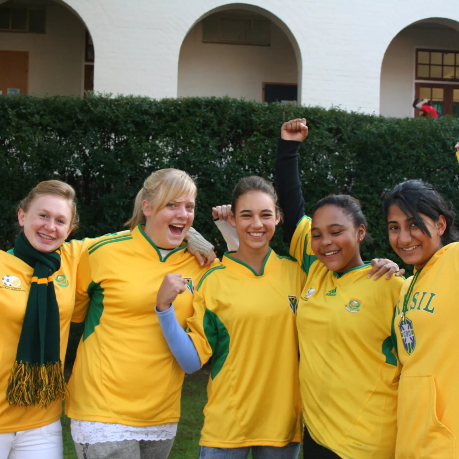 Senior girls support bafana bafana