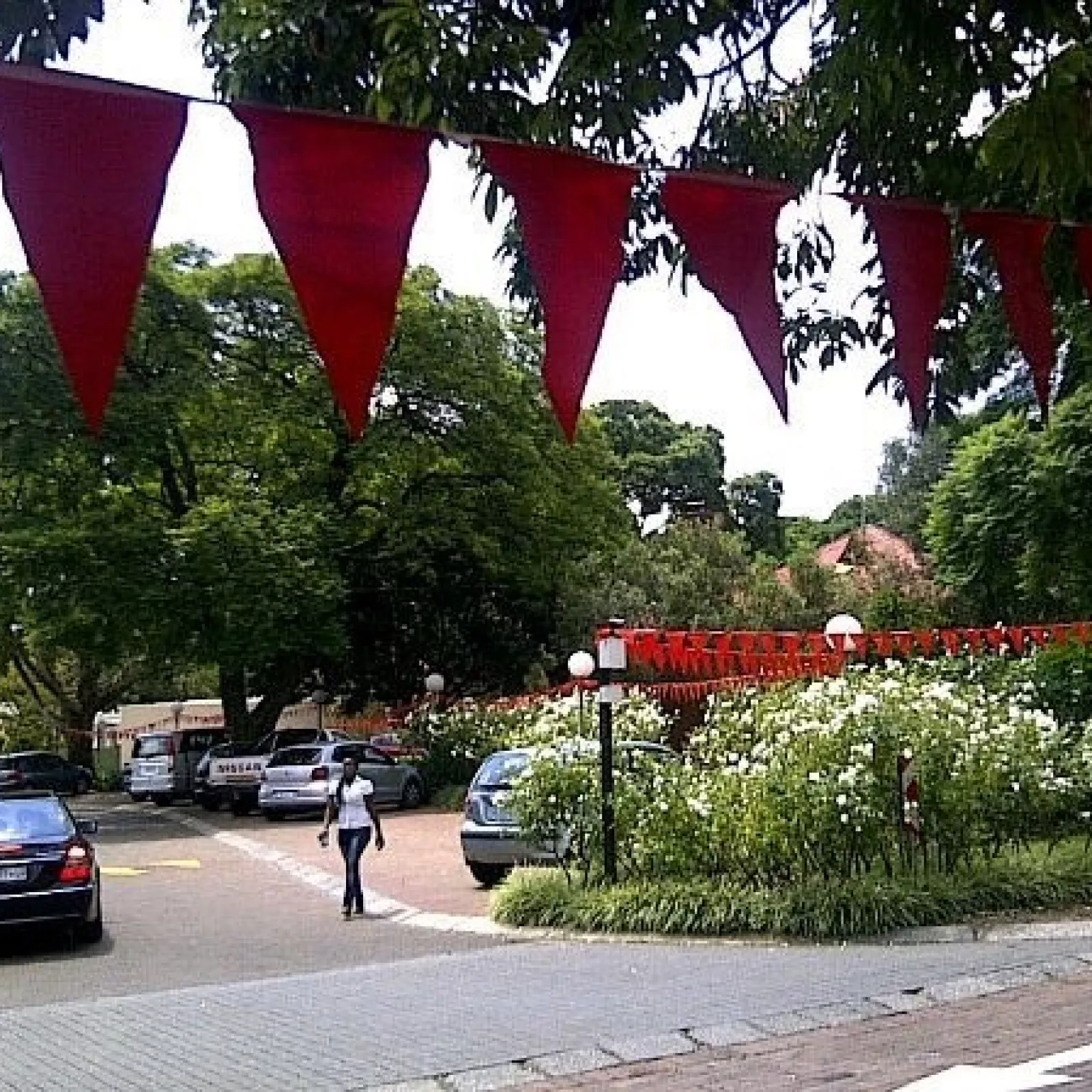 The entrance and exit to the car park is rationalised