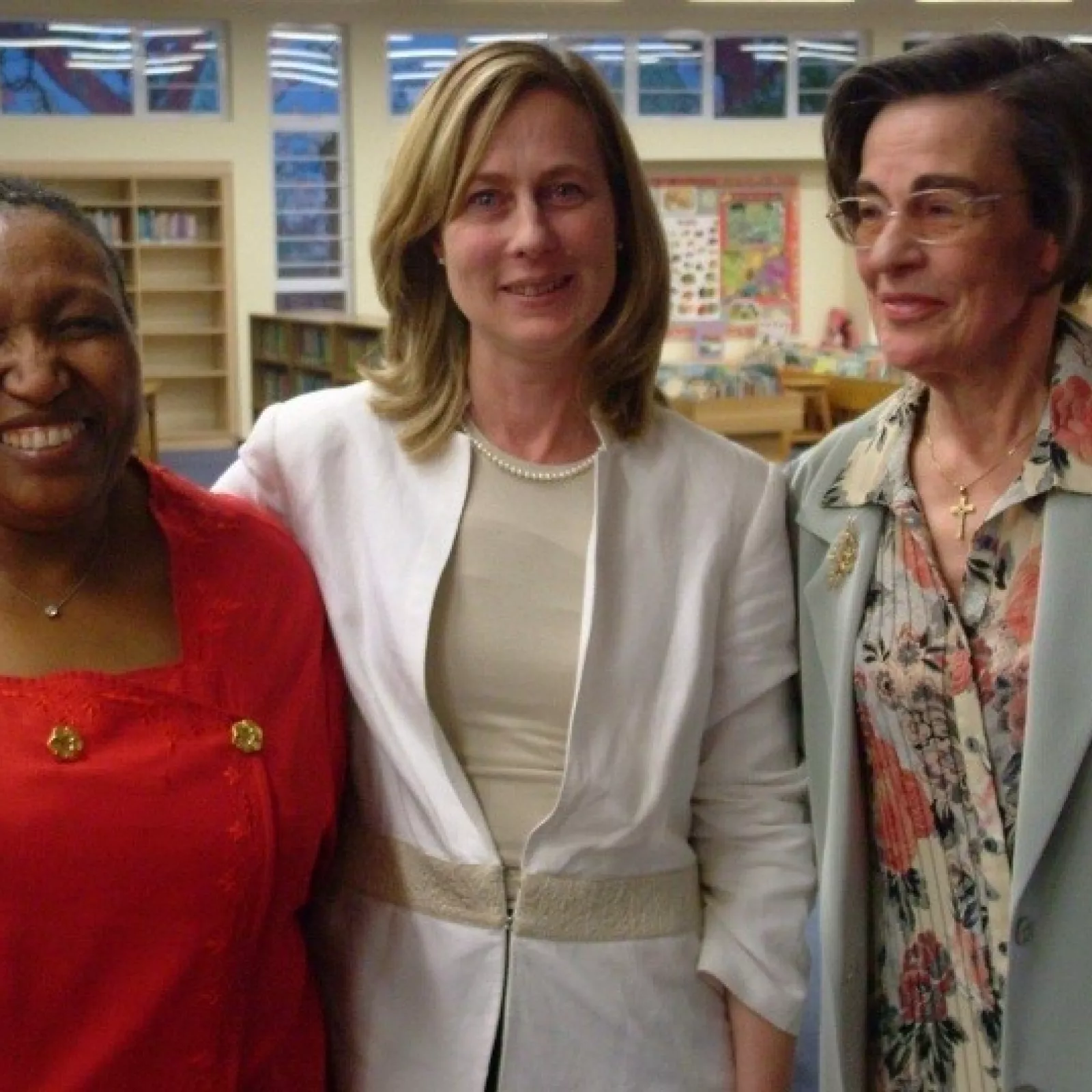 Mrs thandi chaane member of the board mrs fargher and mrs clare rossouw at the opening
