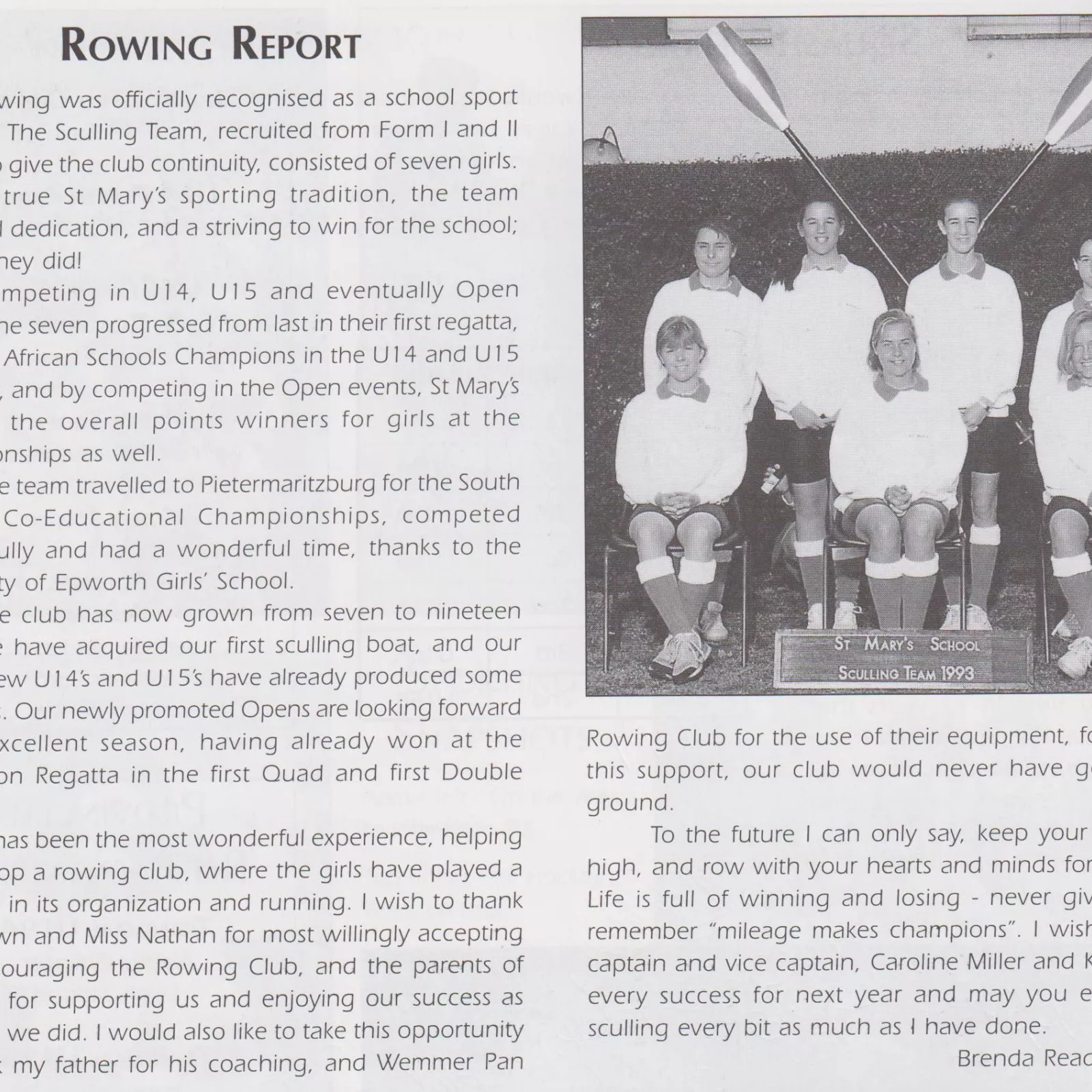 Rowing report 1993