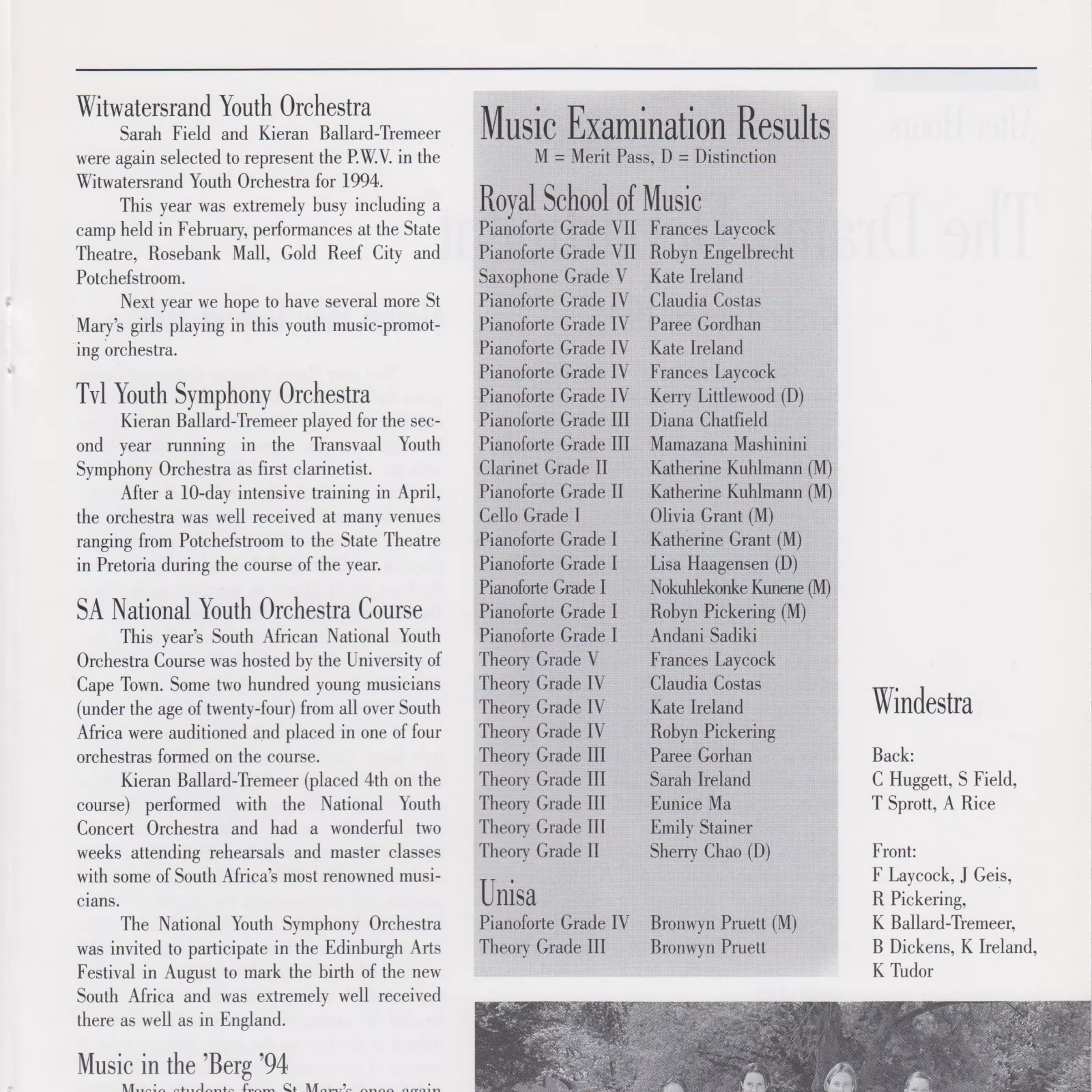 Muisc department report 1994 continued