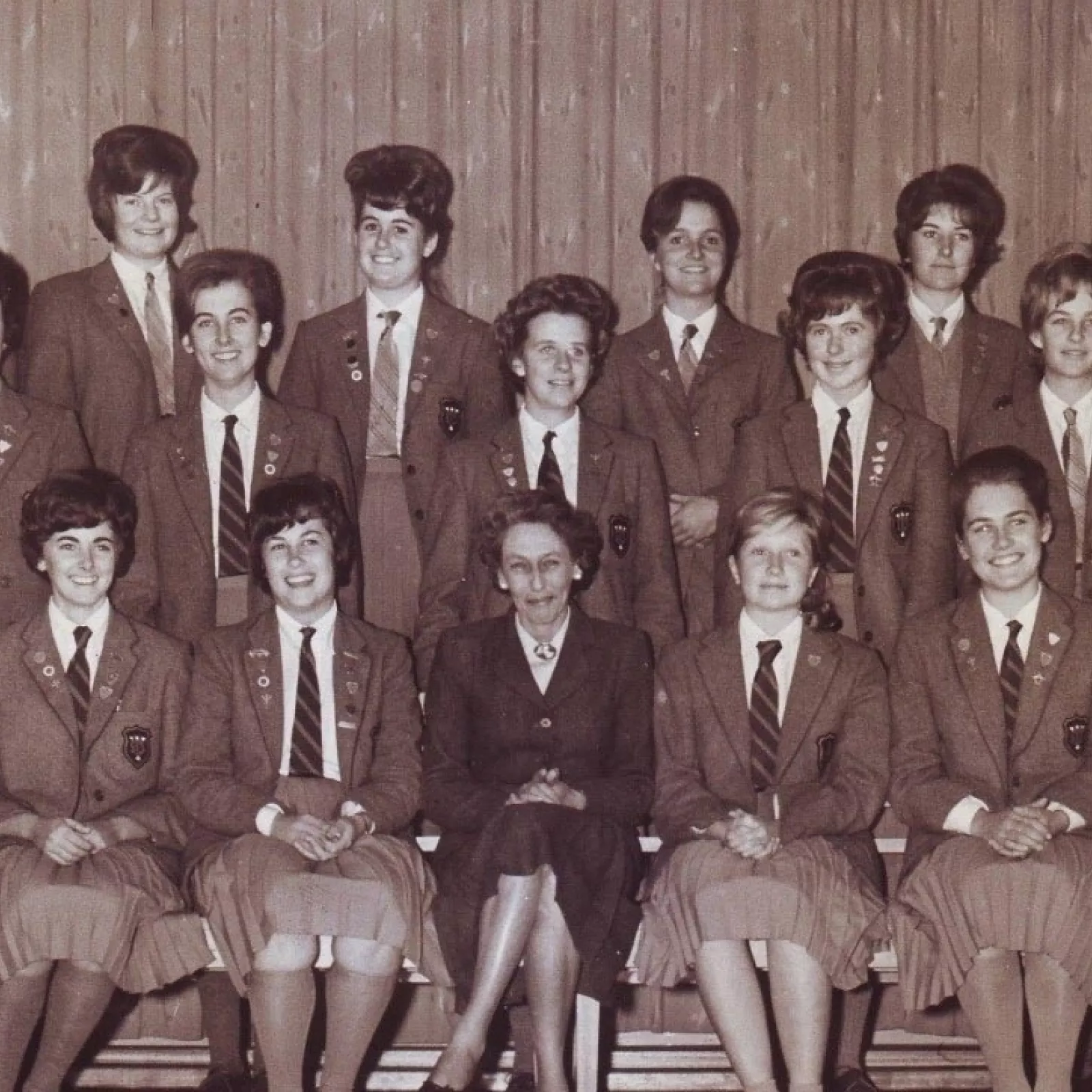 Miss wamsley and her prefects in 1963