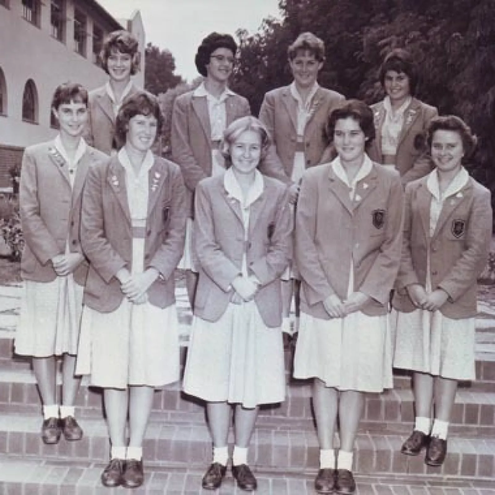 The prefects of 1960 with the upper storey behind them
