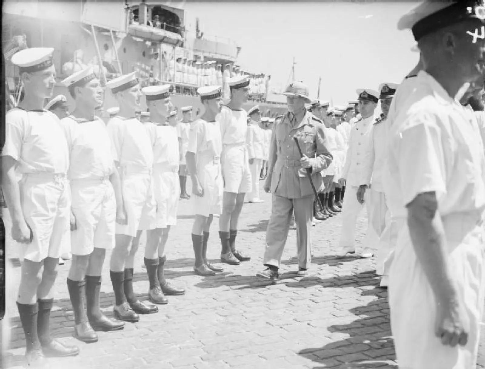 Field marshal smuts inspects south african sailors egypt 1942