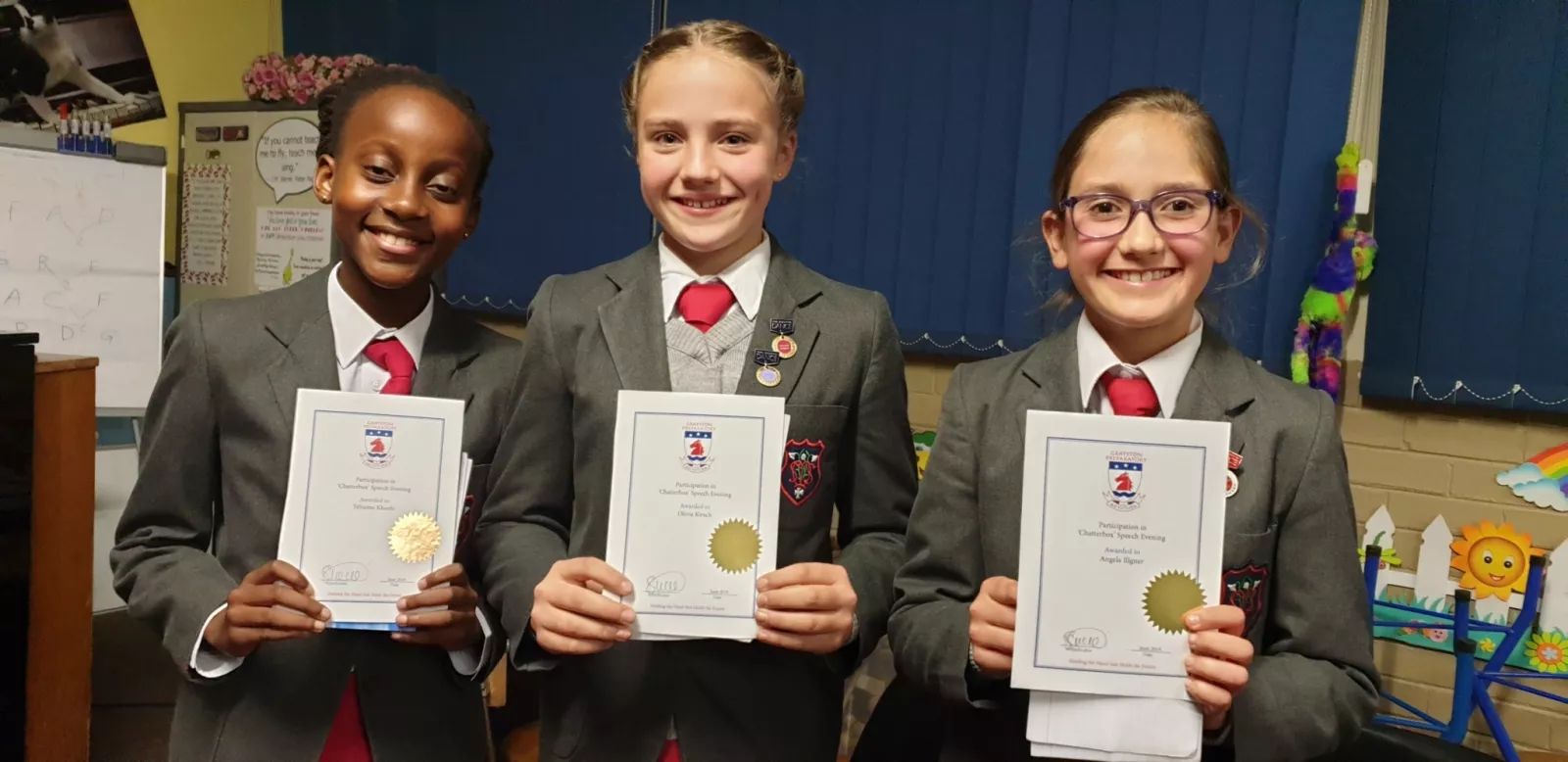 The Grade 5 girls all received gold certificates