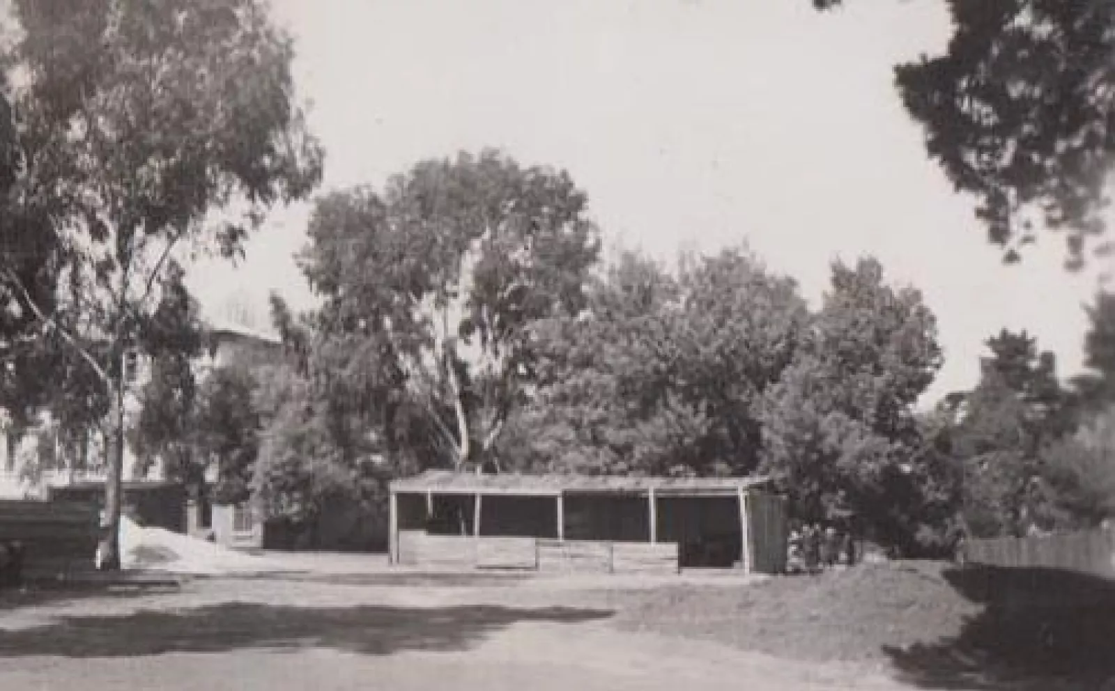 One of the wooden classrooms open to the heavens