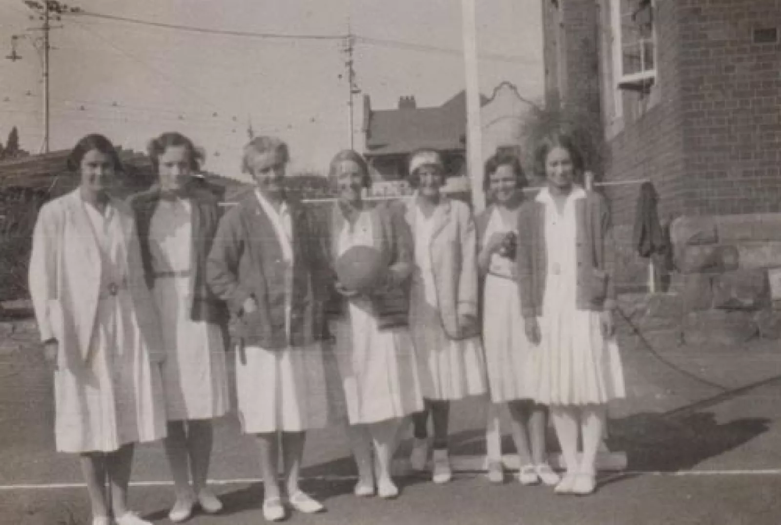 Miss darke and staff ready for a game of netball