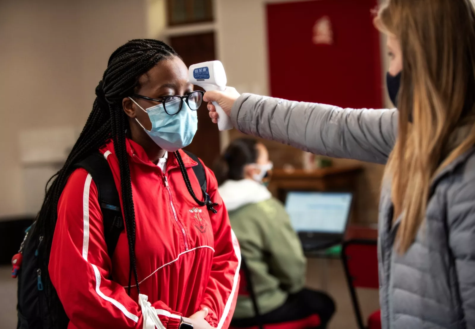 Every morning when coming onto campus students have their temperatures taken